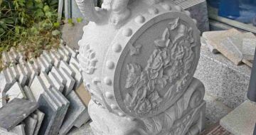 晋中芝麻白抱鼓石 庭院抱鼓石