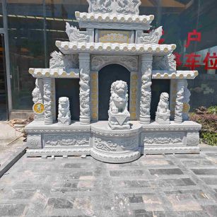晋中芝麻白中国黑石材套墓 花岗岩墓碑